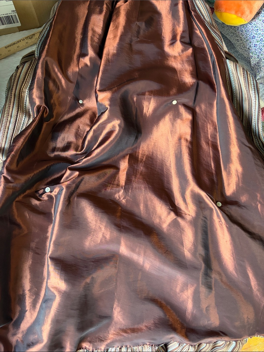 Period colonial costume dress in ice blue and brown - Picture 10 of 12
